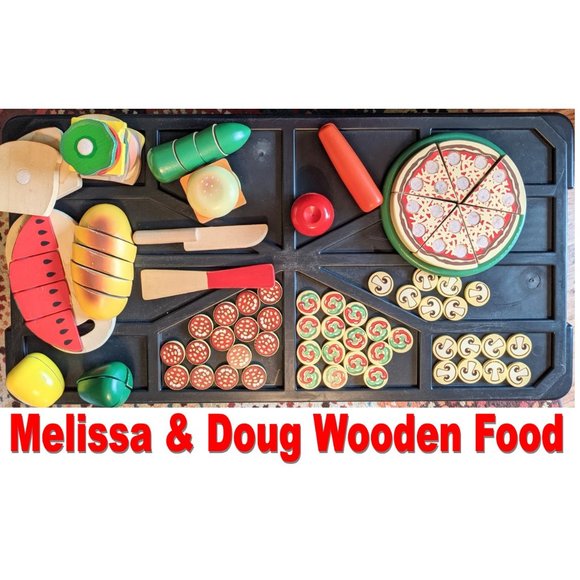 MELISSA & DOUG 90+ Piece Painted Wood Food STEM